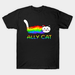 Ally Cat LGBT Gay Rainbow Pride Flag - Ally Cat LGBT T-Shirt